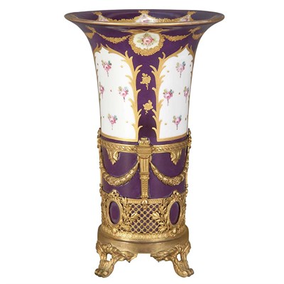 Lot 393 - Sevres Style Gilt-Bronze Mounted Porcelain...