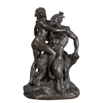 Lot 385 - Bronze Group of a Nymph and Satyr After...