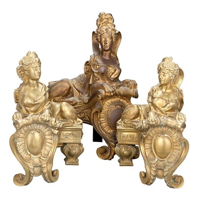 Lot 402 - Group of Three Gilt-Metal Chenets Each of...