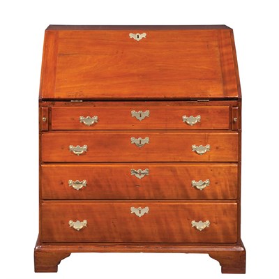 Lot 149 - Chippendale Cherry and Maple Slant Front Desk...