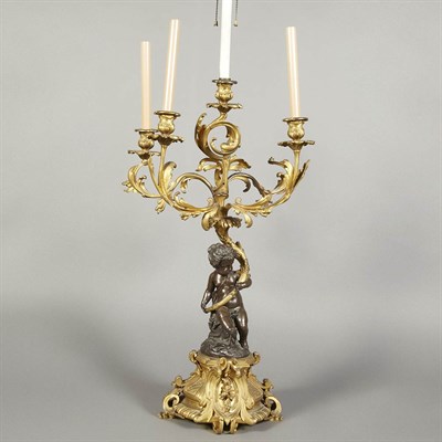 Lot 603 - Louis XV Style Gilt and Patinated-Bronze...
