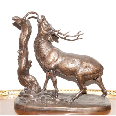 Lot 596 - Patinated-Spelter Figure of an Elk Height 15...