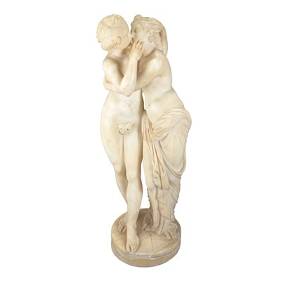 Lot 215 - Unsigned Carved Alabaster Figural Group The...