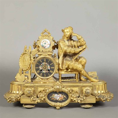 Lot 585 - Louis XVI Style Gilt-Spelter Figural Mantel...