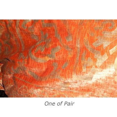 Lot 146 - Pair of Cut Velvet Curtain Panels Height 18 feet.