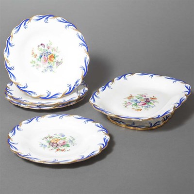 Lot 363 - English Nine-Piece Porcelain Dessert Service;...