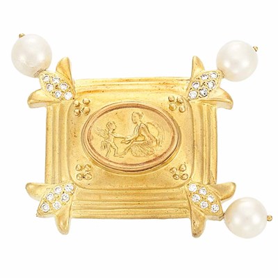 Lot 753 - Gold, Diamond and Cultured Pearl Brooch