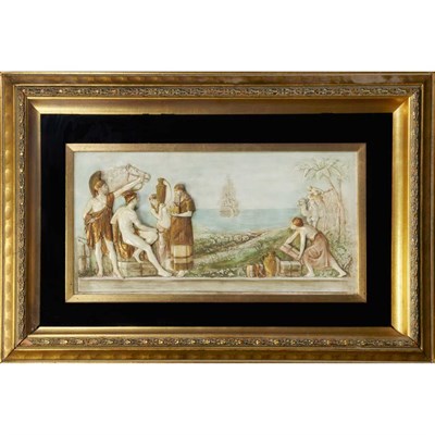 Lot 571 - Framed Gilt and Polychrome Decorated...