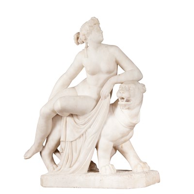 Lot 216 - White Marble Figure of Ariadne Seated on a...