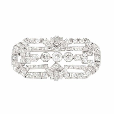 Lot 695 - Art Deco Platinum and Diamond Pendant-Brooch