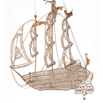 Lot 415 - Gilt-Metal and Beaded Glass Chandelier 1940s...