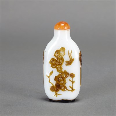 Lot 338 - Chinese Glass Snuff Bottle Of flattened...