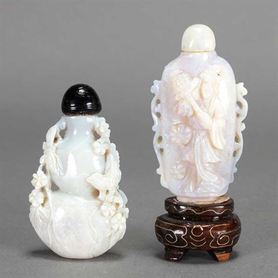 Lot 351 - Two Chinese Opal Snuff Bottles Comprising one...