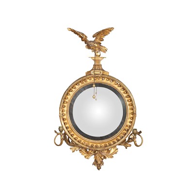 Lot 245 - Regency Gilt-Wood Convex Girandole Mirror...