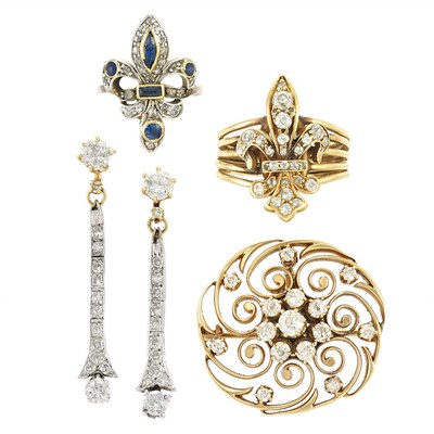 Lot 123 - Group of Gold, Platinum and Diamond Jewelry