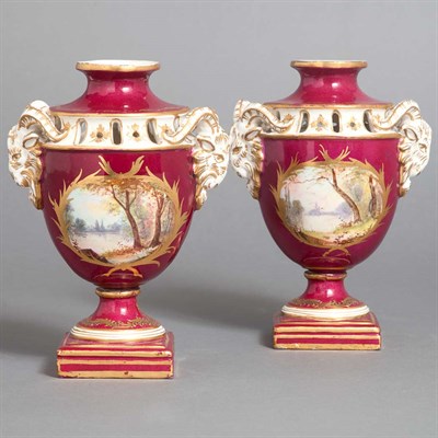 Lot 246 - Pair of Sevres Style Porcelain Vases Height 8...