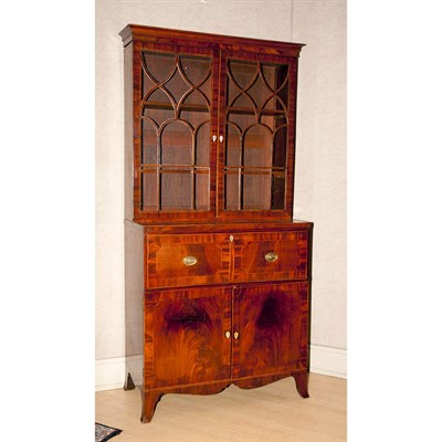 Lot 248 - George III Inlaid Mahogany Secretary Bookcase...