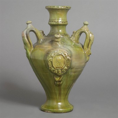 Lot 286 - Green Glazed Ceramic Vessel Height 12 inches.