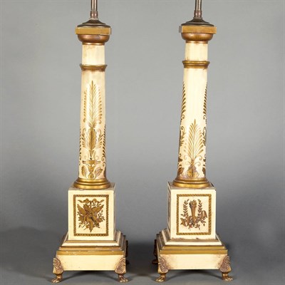 Lot 199 - Pair of Empire Style Metal Mounted Gold and...