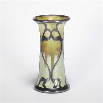 Lot 470 - Art Nouveau Silver Overlay Glazed Ceramic Bud...