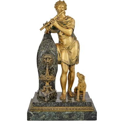 Lot 369 - Empire Style Gilt-Bronze Verde Antico Marble...