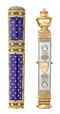 Lot 243 - Louis XVI Gold and Enamel Sealing Wax Case;...