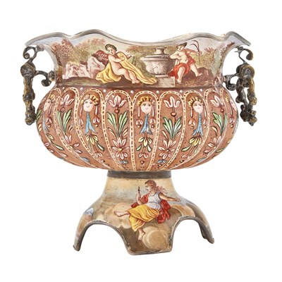 Lot 239 - Continental Silver and Enamel Urn Probably...