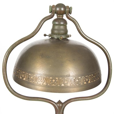 Lot 492 - Tiffany Studios Bronze and Favrile Glass Harp...