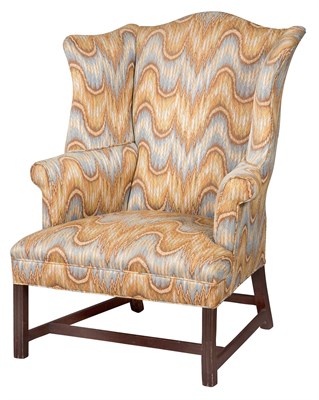 Lot 433 - Chippendale Mahogany Upholstered Wingchair...