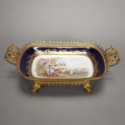 Lot 163 - Sevres Style Gilt-Bronze Mounted Hand Painted...