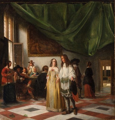 Lot 18 - Manner of Pieter de Hooch Figures in an...
