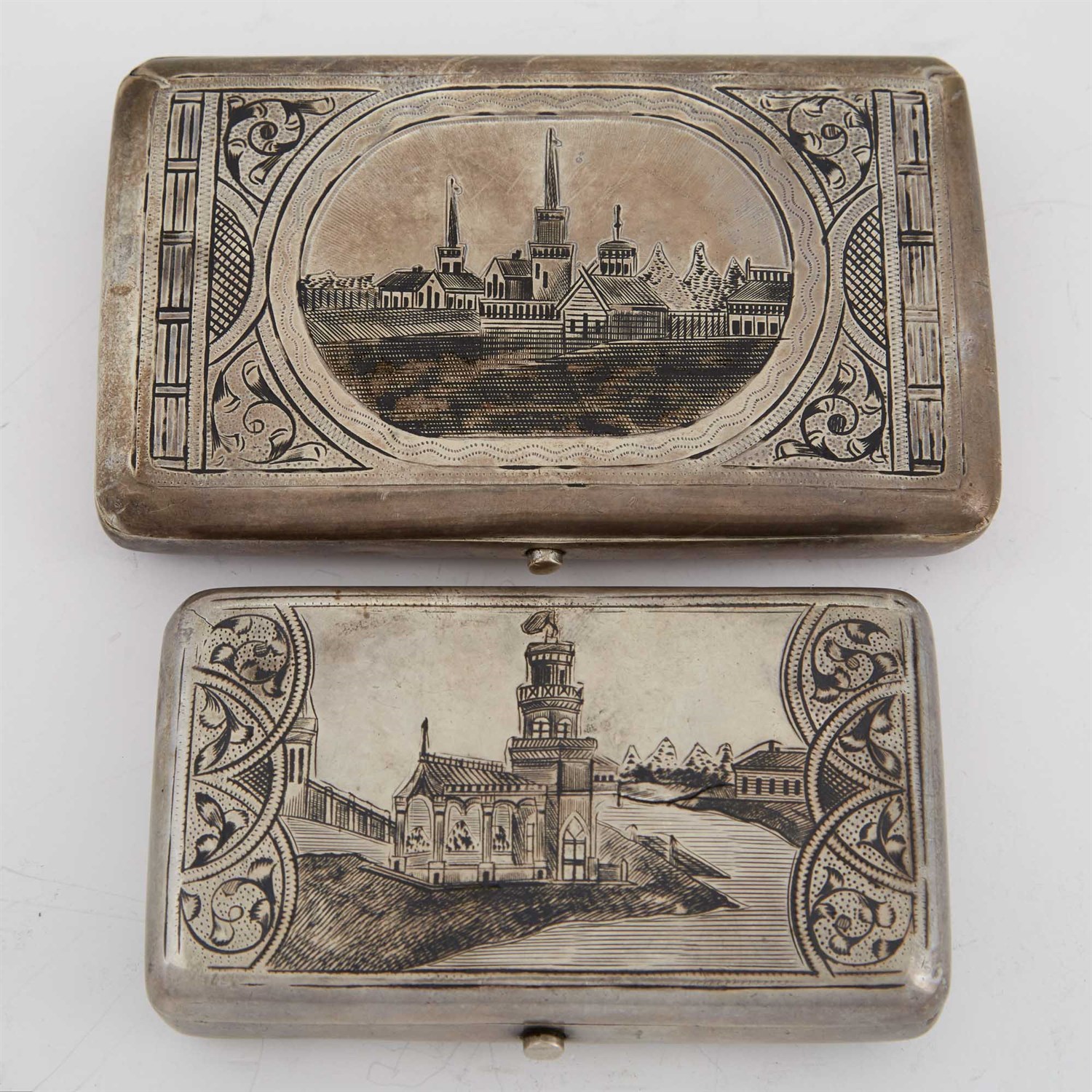 Lot 161 - Two Russian Silver and Niello Cigarette Cases;...