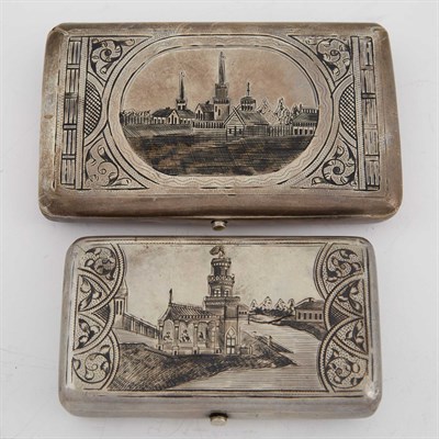 Lot 161 - Two Russian Silver and Niello Cigarette Cases;...