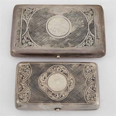 Lot 161 - Two Russian Silver and Niello Cigarette Cases;...
