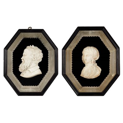 Lot 392 - Pair of Framed Continental Marble and...