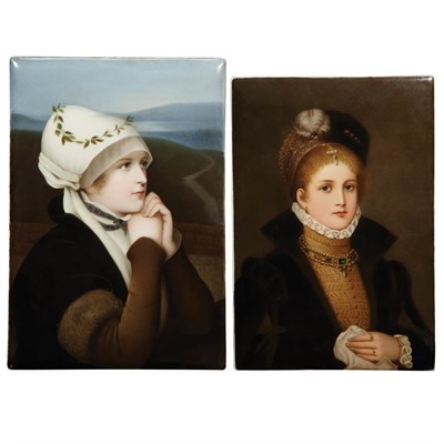 Lot 178 - Two Unframed Continental Painted Porcelain...