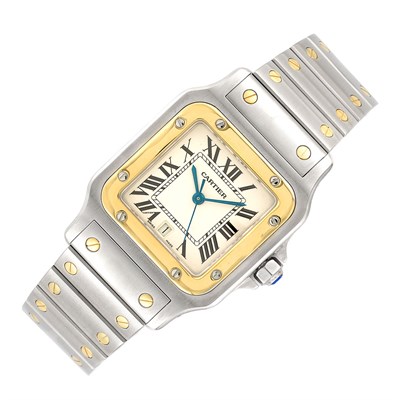 Lot 163 - Gentleman's Stainless Steel and Gold 'Santos' Wristwatch, Cartier
