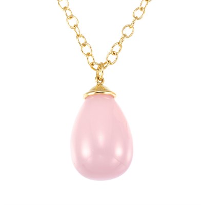 Lot 325 - Long Gold Chain and Rose Quartz Pendant-Necklace, Tiffany & Co., Paloma Picasso