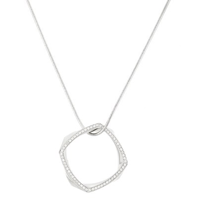 Lot 74 - White Gold and Diamond Pendant with White Gold Snake Chain Necklace, Tiffany & Co., Frank Gehry