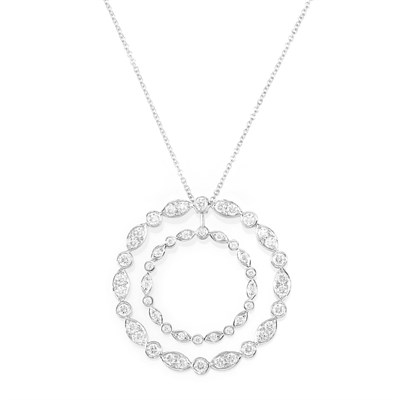 Lot 436 - Platinum and Diamond Pendant-Necklace, Tiffany & Co.