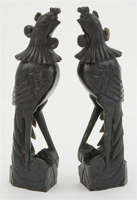 Lot 360 - Pair of Chinese Dark Green Jade Figures of...