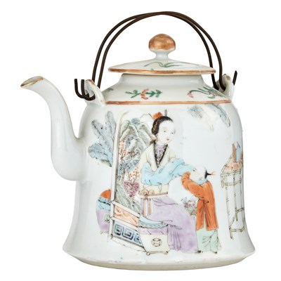 Lot 367 - Chinese Enameled Porcelain Teapot 19th Century...