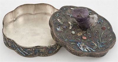 Lot 313 - Chinese Enamel and Silver Plate Covered Box...
