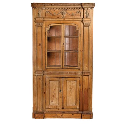 Lot 391 - George III Pine Corner Cupboard 19th Century...