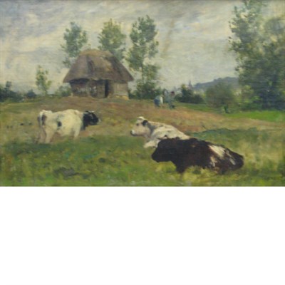 Lot 122 - Otto van Thoren Austrian, 1828-1889 Three Cows...