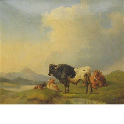 Lot 128 - Joseph Heicke Austrian, 1811-1861 Cows in a...