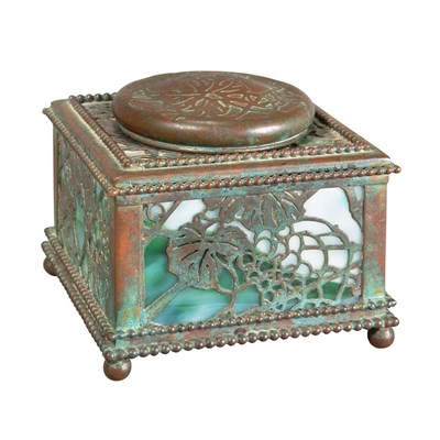 Lot 508 - Tiffany Studios Bronze and Favrile Glass Desk...
