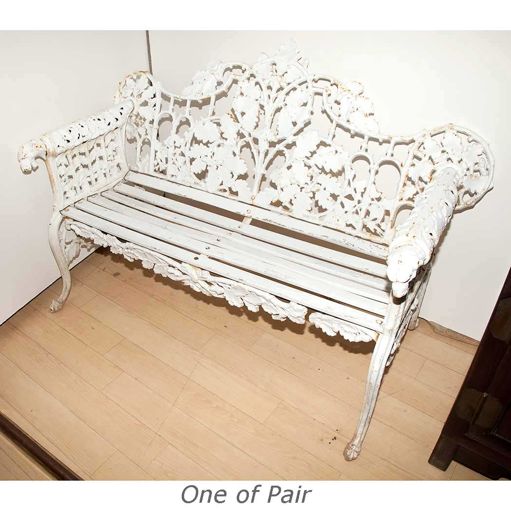 Lot 272 - Pair of White Painted Iron Garden Benches...