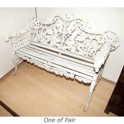 Lot 272 - Pair of White Painted Iron Garden Benches...