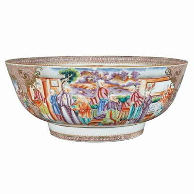 Lot 356 - Canton Chinese Export Porcelain Punch Bowl...
